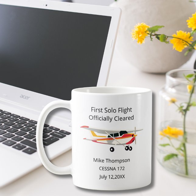 Mug Student Pilot First Solo Cessna Photo Personalized (Créateur téléchargé)