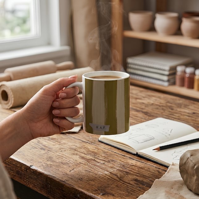 Mug Studio personnalisé avec rayure ocre foncé (Créateur téléchargé)