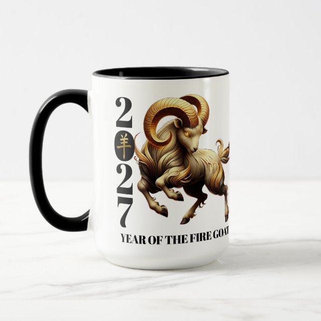 Mug Stunning Red Gold Chinese Year of Fire Goat 2027 (Gauche)