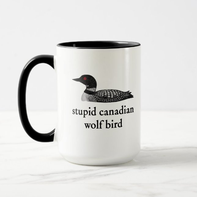 Mug Stupid Canadian Wolf Bird Hockey Romance for Hocke (Gauche)
