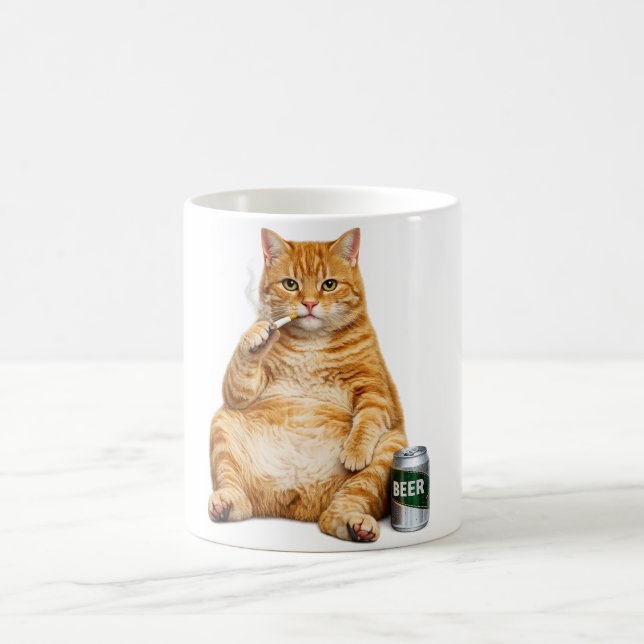 Mug Stupid Cool Funny Cat Meme Smoking Cat cigarette  (Centre)