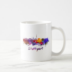 Mug Stuttgart skyline in watercolor