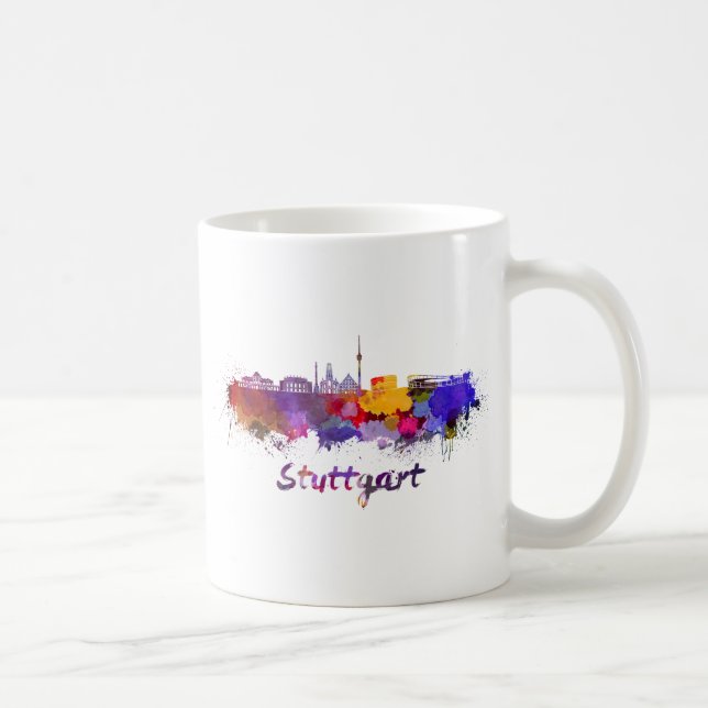 Mug Stuttgart skyline in watercolor (Droite)