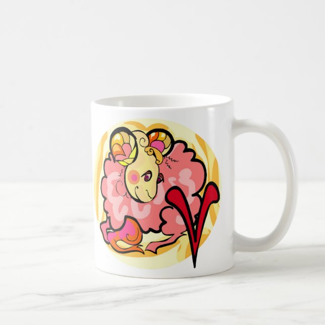 Mug Style années 1970 Aries Peinture avec Symbole (Droite)