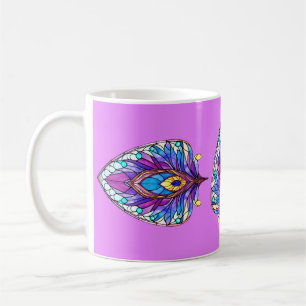 Mug Style Art Nouveau Vitrage Peacock Plumes