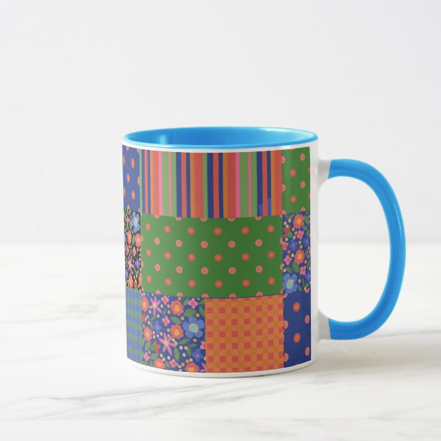 Mug Style Art populaire Faux Patchwork Ringer Coffee M (Droite)
