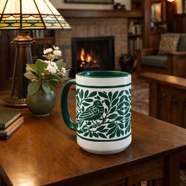 Mug Style Arts & Crafts Oiseau sur une branche  (Créateur téléchargé)