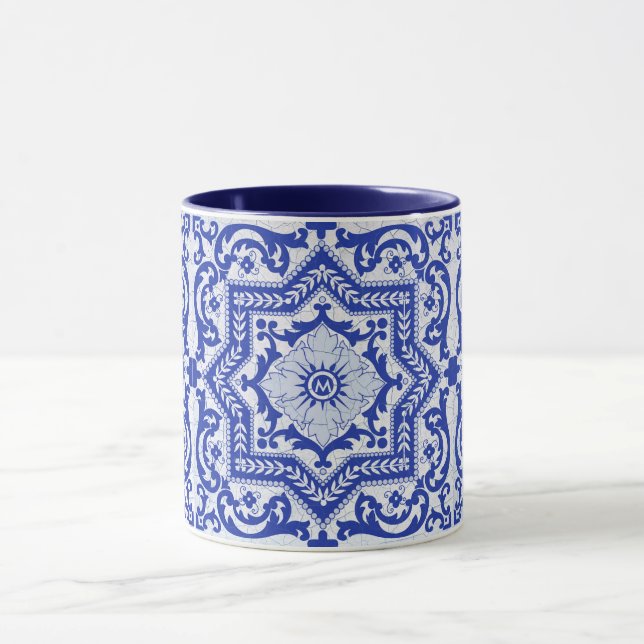 Mug Style azulejo en céramique craquée bleue Azulejo V (Centre)