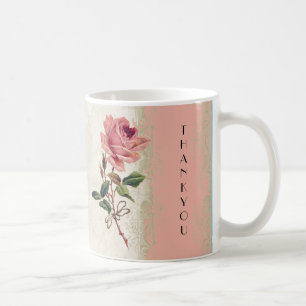Mug Style baroque Rose Vintage Saumon en Crème dentell