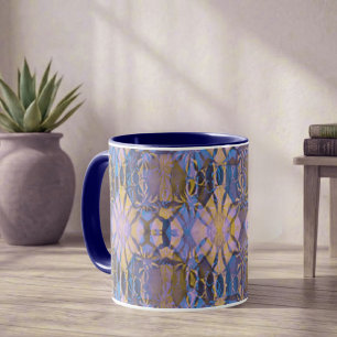 Mug Style Batik Bleu, Jaune et Violet