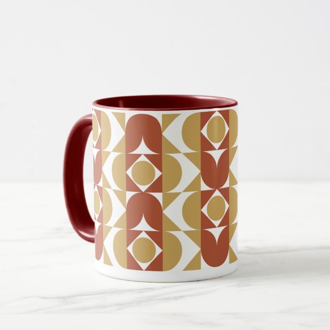Mug style boho esthétique motif géométrique coloré (Devant gauche)