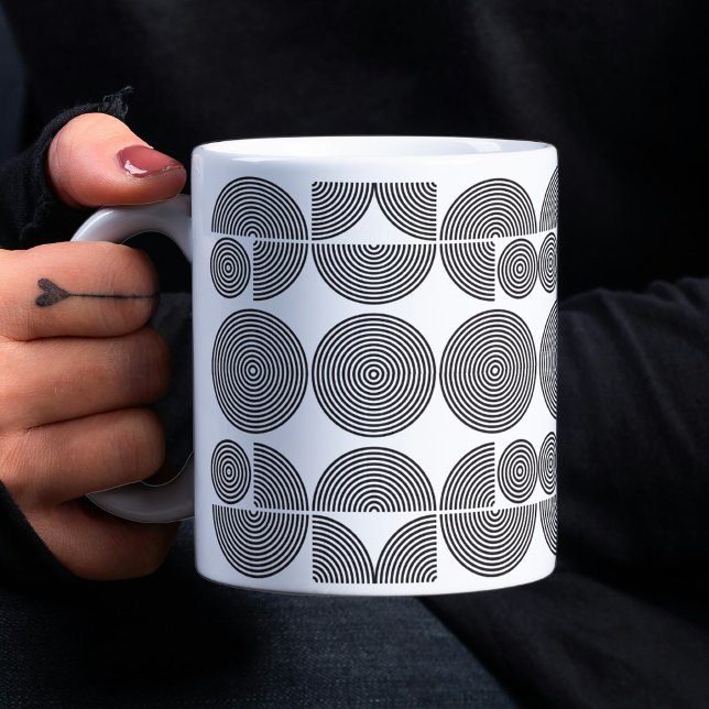 Mug style boho retro moderne noir motif géométrique (Créateur téléchargé)