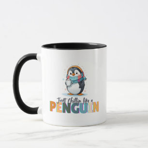 Mug Style Cartoonish Juste Chillin Comme Café Penguin