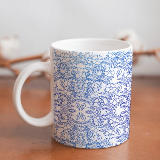 Mug Style chic Flower blue dégradé blanc (Créateur téléchargé)