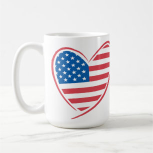 Mug Style Coeur USA Drapeau Design, Patriotique Améric
