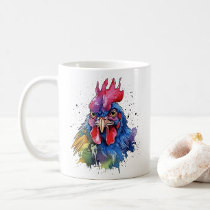 Mug Style d'aquarelle de poulet du coq du pays