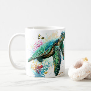 Mug Style d'aquarelle sous-marine de tortue marine