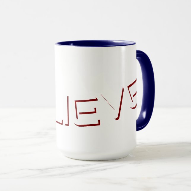 Mug Style de bloc "Croire" Texte chrétien (Devant droit)