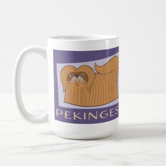 Mug Style de dessin adorable Pekingese Chien (Gauche)