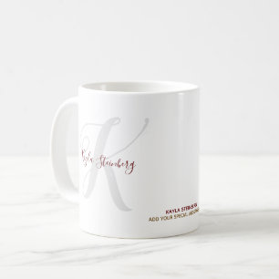 Mug Style de police manuscrit monogrammed blanc