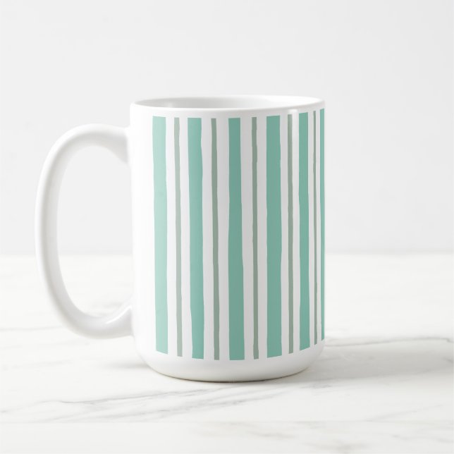 Mug style de rayures de couleur vert sauge clair  (Gauche)