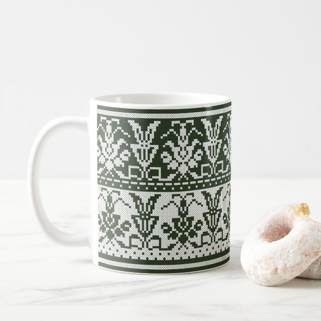 Mug Style d'origine motif de point de croix isolé blan (Avec donut)