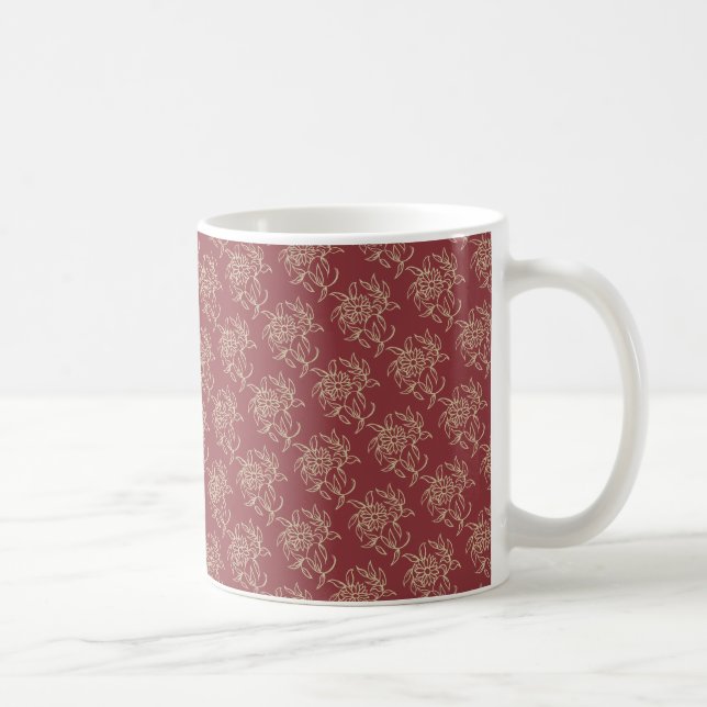 Mug Style ethnique Flore Mini-imprimé Beige sur marron (Droite)