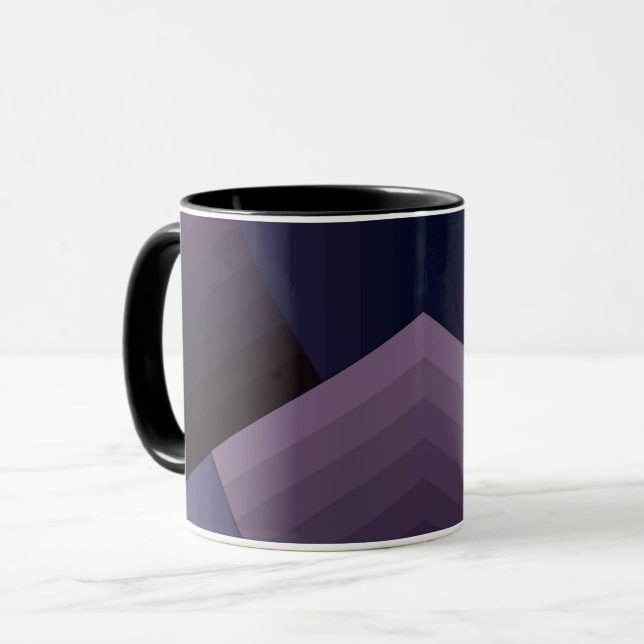 Mug Style géométrique rétro vintage lignes marine viol (Devant gauche)