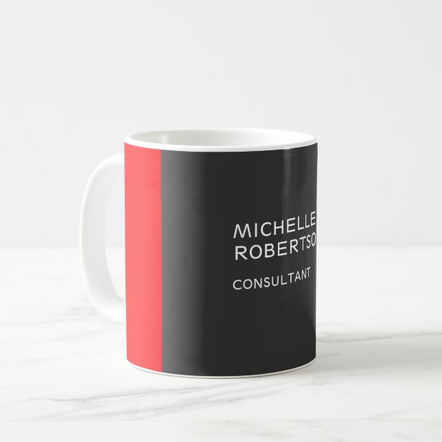 Mug Style gris rouge minimaliste moderne (Devant gauche)