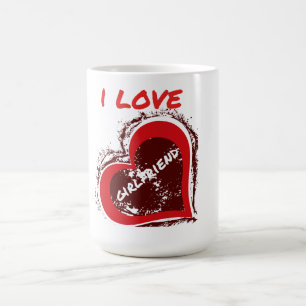 Mug Style Grunge J'aime ma petite amie Design de cœur