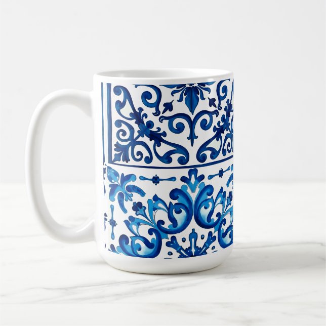 Mug style italien, méditerranéen, mosaïque, bleu, (Gauche)