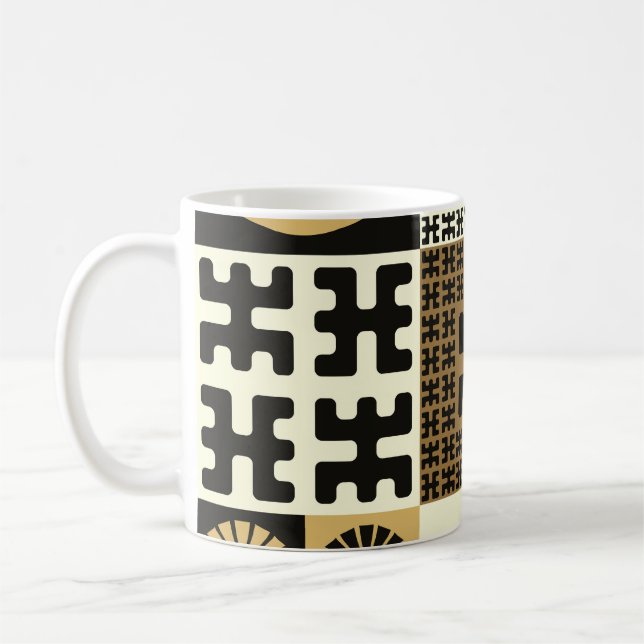Mug Style japonais, or noir sans couture motif. (Gauche)