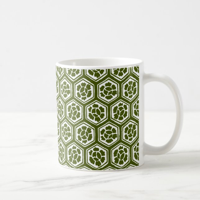Mug Style Kabuki - Fleurs en vert (Droite)