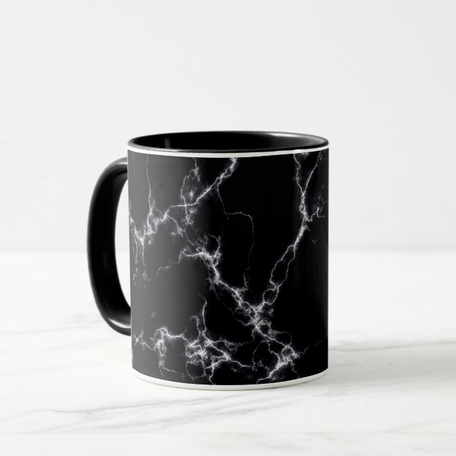 Mug Style marbre élégant4 - Noir et blanc (Devant gauche)