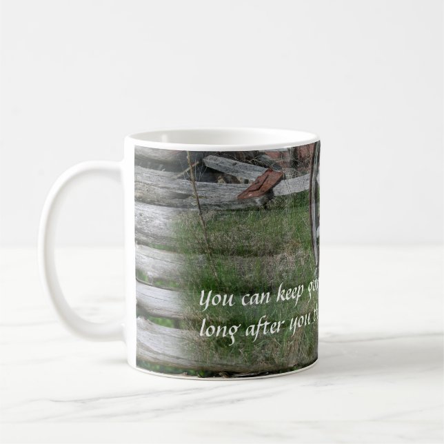 Mug Style occidental Rustique Wagon Roue Citation café (Gauche)