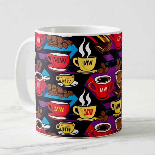 Mug Style pop art rétro cool avec initiales personnali (Créateur téléchargé)