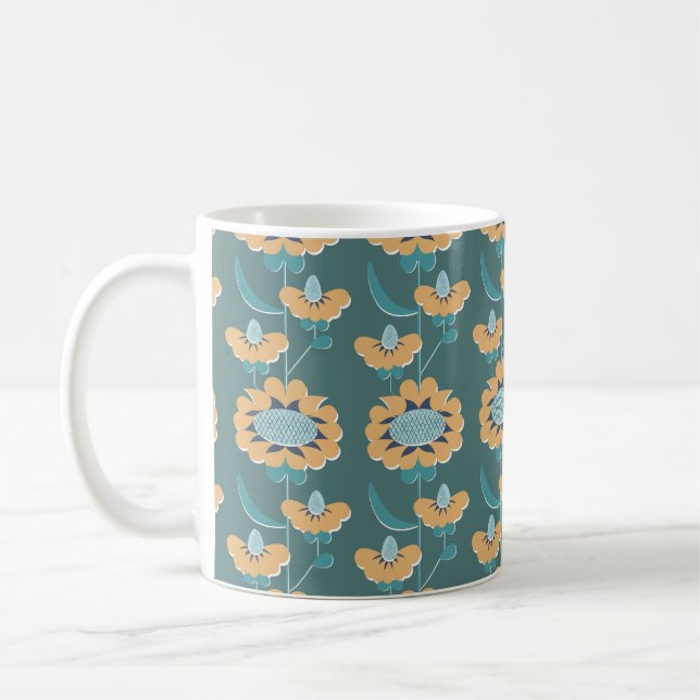 Mug style rétro abstrait fleuri sans couture motif. éc (Gauche)