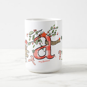 Mug Style Rétro Joli Monogramme de Noël A Avec Nom