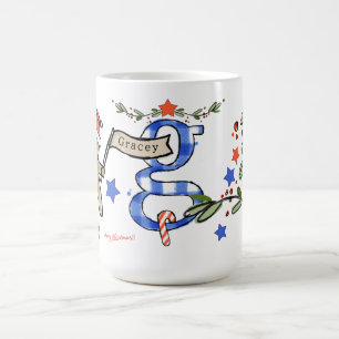 Mug Style Rétro Joli Monogramme de Noël G Avec Nom