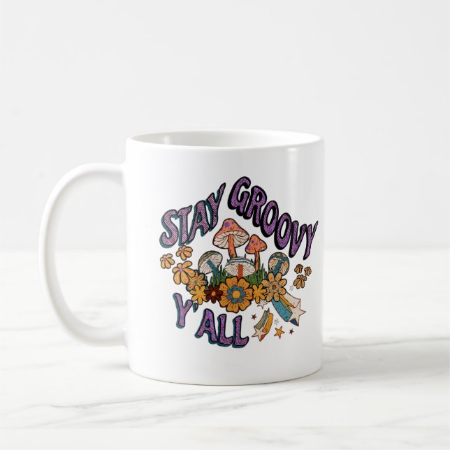 Mug Style Rétro Restez Super Y'all Champignons - Fleur (Gauche)