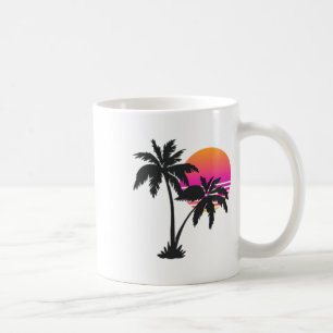 Mug Style Rétro Tropical Vintage Palmier Plage Coucher