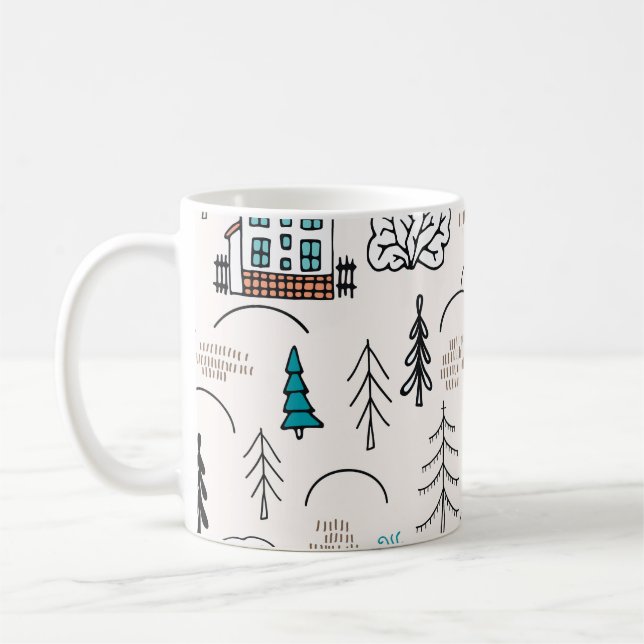Mug Style scandinave Maisons Motif forestier (Gauche)