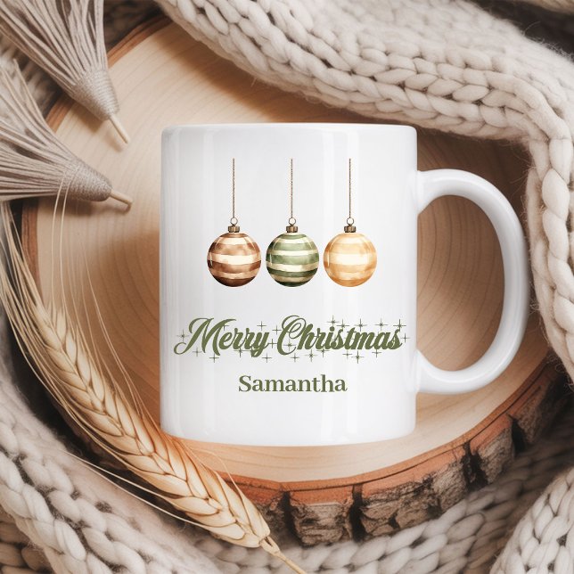 Mug Style scandinave neutre rustique nom personnalisé  (Rustic neutral Scandinavian style custom name Christmas mug

)