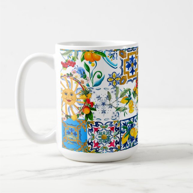 Mug style sicilien, art d'été, citrons (Gauche)