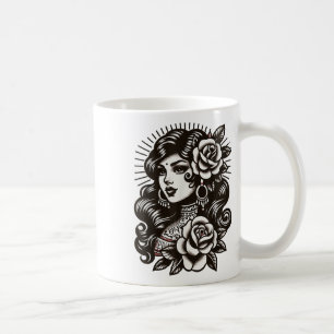 Mug Style Tatouage Vintage Lady tzigane _1