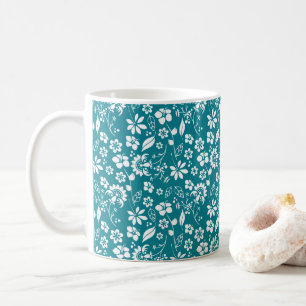 Mug Style Turquoise turquoise bleu floral élégant