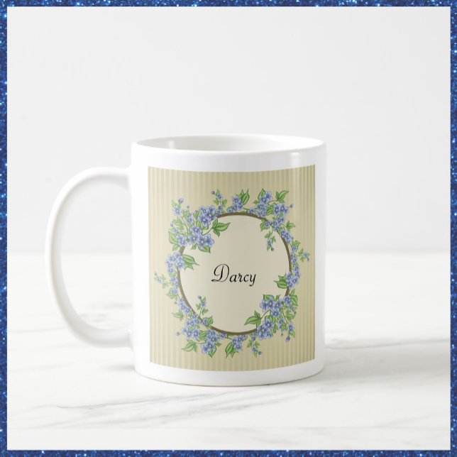 Mug Style victorien Courbe de Fleur Bleue (Créateur téléchargé)