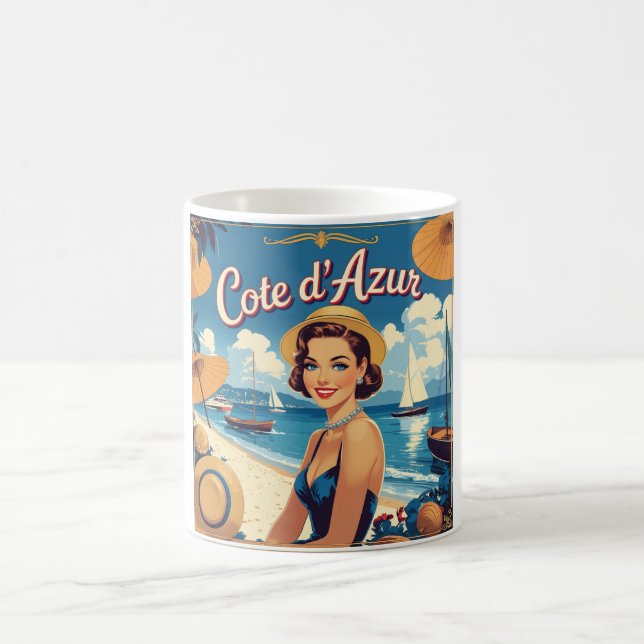 Mug Style vintage Côte d'Azur Beach Girl (Centre)