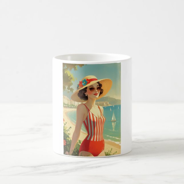 Mug Style vintage Côte d'Azur Beach Girl (Centre)