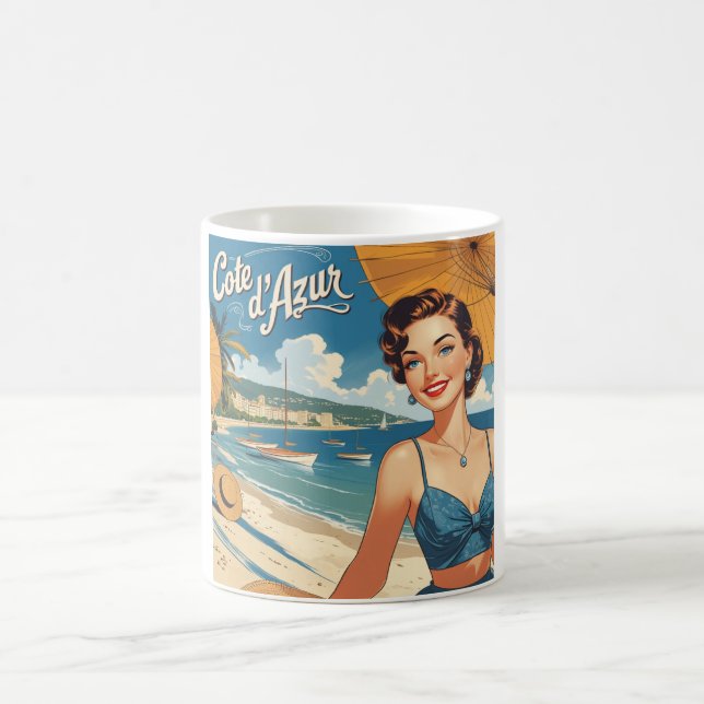 Mug Style vintage Côte d'Azur Beach Girl (Centre)